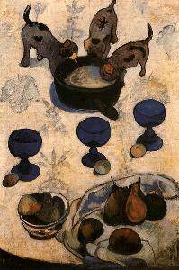 Natura morta con tre cagnolini di Paul Gauguin
